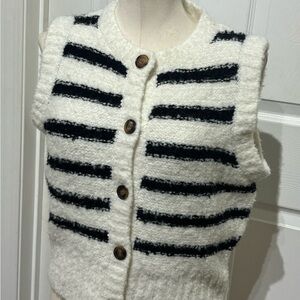 4th + Reckless Striped Black and White Women's Sweater Vest